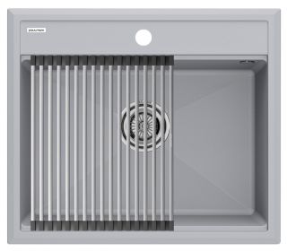 Комплект Paulmark: мойка Stepia 60 и ролл-мат Step PM115951-GRS+R375-BS серый дым/брашированная нержавеющая сталь